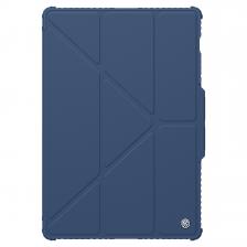 Чехол книжка синего цвета от Nillkin для планшета Samsung Galaxy Tab S9 Ultra и Tab S10 Ultra, серия Bumper Pro Case-Multi Angle Folding Style, с защитной шторкой для камеры