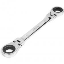 Двусторонний трещоточный шарнирный накидной ключ Накидной двусторонний трещоточный шарнирный хромированный ключ HORTZ 21х23 HOR 118765