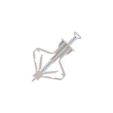 Дюбель «бабочка» с шурупом разработан для тонкостенных материалов (гипсокартон, ДСП) и пустотелых строительных конструкций, к которым обычные дюбеля не применимы. В процессе установки раскрывается с обратной стороны обшивки и работает по принципу упора. Стопорящие ребра на манжете защищают его от прокручивания, а бортик не дает провалиться в отверстие. Крепление «бабочка» применяется для монтажа легких настенных предметов интерьера.