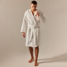 Халат махровый с капюшоном мужской SL HOME: Basic «Блан де Блан», размер S, хлопок 100%, белый