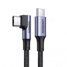 Кабель UGREEN USB-C to USB-C 2.0 5V/5A Angled Round Cable Nickel Plating Alu Case 3м угловой черный US334 20583_
