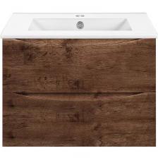 Тумба под раковину Vincea Mia Slim 70, подвесная, 2 ящика, темное дерево