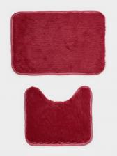 Коврики для ванной и туалета Доляна «Пушистик», 2 шт., 38x40 см, 40x60 см, бордовые
