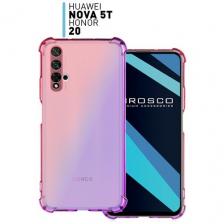 Противоударный силиконовый чехол Rosco на Honor 20 и Huawei Nova 5T (Хонор 20 и Хуавей Нова 5Т), прозрачный розово-фиолетовый