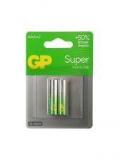 Батарейка алкалиновая GP Super, AAA, LR03-2BL, 1.5 В, блистер, 2 шт.
