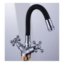 Смеситель сборный для кухни с гибким изливом Potato (Потато) P58065-6 хром/черный