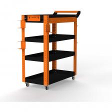 Тележка инструментальная Metalex Тип 1А (4 полки + ящик) это универсальная и удобная тележка, которая поможет Вам организовать хранение и перемещение Ваших инструментов внутри цеха или гаража. Главная особенность тележек Metalex – это возможность регулировки высоты установки всех полок. Перфорация на стойках сделана с шагом 25 мм. А так же, на все тележки Metalex можно установить большое количество различных аксессуаров. Тележка укомплектована выдвижным ящиком на шариковых направляющих под верхней полкой. Тележка выдерживает нагрузку до 150 кг., а каждая полка до 75 кг. Высота бортика у полок – 50 мм. На тележке установлены два колеса с углом поворота 360 градусов и два колеса, с таким же углом порота, но со стопорным механизмом. Все тележки Metalex окрашены порошковой краской, которая защитит изделие на долгие годы, даже во время интенсивной эксплуатации. Внимание, изображение товара может отличаться от реального! Верные параметры указаны в технических характеристиках товара.