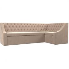 Кухонный угловой диван Мерлин правый (велюр бежевый) Лига Диванов 109427