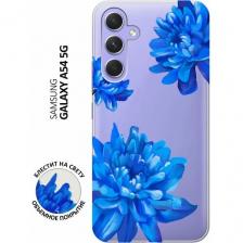 Силиконовый чехол на Samsung Galaxy A54 5G, Самсунг А54 с 3D принтом "Amazing Asters" прозрачный
