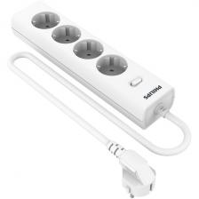 Сетевой фильтр Philips 4 розетки, кабель - 3 м, белый