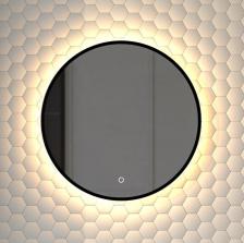 Зеркало круглое Defesto Aura DF 2992S 50x50, с теплой подсветкой, сенсорный выключатель, черное