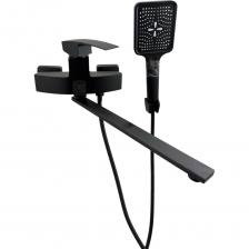 Смеситель для ванны черный с длинным 35 см изливом. Переключатель поворотный 90 градусов, дивертор поворачивается на 180 градусов. Цвет черныый. Смеситель для ванны ALOUTE имеет корпус из инновационного сплава - экологического алюминия. Его преимущества в приятной цене, но лучшем качестве. Лучшее качество - нет разницы в качестве и надежности между смесителями из латуни и сплава эко-алюминия. Эко-алюминий - сплав многократной обработки с алюминием в качестве основного сырья. Соответствует действующим стандартам. Обладает чрезвычайно высокой устойчивостью к воздействию композита. Обладает сильной адгезией и противостоит эрозии. Обладает повышенной изностойкостью. Влагостойкий, огнестойкий, устойчив к плесени и грибам. Управление одноручковое, с поворотным изливом длиной 35 см. С помощью своей простоты и проверенной надежности модель очень популярна в наши дни. Внутри прибора находится керамический картридж с керамическими пластинами, угол поворота 90 градусов. Особенностью модели данного типа являются долговечность и надежность. Установка представленной модели производится на эксцентрики, которые закрываются отражателями. Аэратор в смесителе поможет обеспечить равномерный поток воды, а также ее смягчение. Специальная сетка в устройстве отфильтровывает разнообразные примеси. Настенный смеситель – это традиционный вариант, который на сегодняшний день чаще всего ставится в ванной комнате.