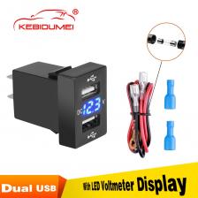 Автомобильное зарядное устройство Kebidumei с двумя USB-портами 2,1 А, 12-24 В, рекламный светодиодный USB автомобильный адаптер питания, зарядное устройство для автомобилей серии Toyota