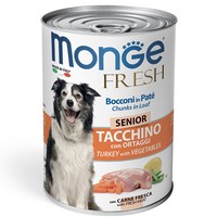 Monge Dog Fresh Senior Chunks in Loaf Turkey with Vegetables / Влажный корм Консервы Монж для Пожилых собак Мясной рулет с Индейкой и овощами (цена за упаковку)