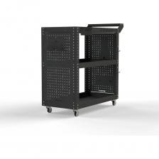 Тележка инструментальная Metalex Тип 2 А с выдвижным ящиком и боковыми панелями (3 полки )- это универсальная и удобная тележка, которая поможет Вам организовать хранение и перемещение Ваших инструментов внутри цеха или гаража. Главная особенность тележек Metalex – это возможность регулировки высоты установки всех полок. Перфорация на стойках сделана с шагом 25 мм. А так же, на все тележки Metalex можно установить большое количество различных аксессуаров.. Тележка укомплектована выдвижным ящиком на шариковых направляющих под верхней полкой На данных тележках устанавливаются две торцевые перфопанели, что значительно расширяет возможности хранения. Большое количество полезных аксессуаров мы уже положили в комплект. Но Вы всегда выбрать и доустановить, необходимые именно Вам, из линейки аксессуаров Metalex. Тележка выдерживает нагрузку до 150 кг., а каждая полка до 75 кг. Высота бортика у полок – 50 мм. На тележке установлены два колеса с углом поворота 360 градусов и два колеса, с таким же углом порота, но со стопорным механизмом. Все тележки Metalex окрашены порошковой краской, которая защитит изделие на долгие годы, даже во время интенсивной эксплуатации.