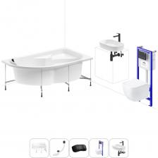 Комплексное предложение для обустройства ванной комнаты. Каждый элемент набора продуман и отвечает лучшим сантехническим решениям для ежедневного комфорта, максимальной гигиены и гарантирует надежный и безопасный монтаж. ВАННА ИЗ ЛИТЬЕВОГО АКРИЛА ОТ LAVINIA BOHO Акриловая ванна Grance Hill производится в размере 170*105 см с лево- и правосторонним разворотом. Вместительная чаша эргономичной формы позволяет с комфортом расположиться в купели людям разного роста и телосложения или вдвоем. Благодаря широкому сиденью в угловой части ванны можно выбрать оптимальное положение для проведения гигиенических процедур. Широкие бортики — идеальное место для размещения часто используемой косметики и предметов гигиены. Усиленный армированный корпус отлично сохраняет форму и не деформируется при нагрузках и наполнении чаши горячей водой. ПРОЧНЫЙ КАРКАС ИЗ СТАЛИ Ванна монтируется на усиленный стальной каркас и стабилизируется креплениями к стене. Конструкция надежно фиксирует чашу и равномерно распределяет динамическую нагрузку до 500 кг. Регулировка опор по высоте нивелирует перепады уровня пола на различных поверхностях. СИФОН С ПОВЫШЕННОЙ ФУНКЦИОНАЛЬНОСТЬЮ Автоматический слив-перелив Useful Extras от Wellsee с донным клапаном click-clack и съемной накладкой на перелив изготовлен из полипропилена повышенной прочности. Накладка на перелив и крышка донного клапана выполнены из латуни. Функция верхней очистки позволяет с легкостью устранять возможные засоры, а плоский гидрозатвор служит барьером для неприятных канализационных газов и занимает минимум места под ванной. ПОДГОЛОВНИК НА САМОКЛЕЯЩЕЙСЯ ЛЕНТЕ Подголовник на ванну от Wellsee из вспененного полиуретана с гелевой структурой гипоаллергенен и безопасен для здоровья человека. Благодаря волнообразной форме и высокой эластичности подушка мгновенно адаптируется к изгибам тела, равномерно распределяет нагрузку в шейно-воротниковой зоне. Поверхность изделия не впитывает влагу и запахи, что гарантирует высокий уровень гигиены и износостойкость при продолжительном контакте с водой. ПОДВЕСНОЙ УНИТАЗ LAVINIA BOHO СО 100% ОТКРЫТЫМ КРАЕМ Безободковая чаша One из санфарфора со скрытым креплением обладает повышенной прочностью и износостойкостью, не скапливает грязь и сокращает рост бактерий. Стенки качественно омываются с первого смыва без брызг, что обеспечивает 100% гигиеничность и простоту в уходе за изделием. При мощном каскадном смыве выделения сразу попадают в воду и блокируются жидкостью, минимизируя распространение неприятных запахов. Сиденье с крышкой из дюропласта со встроенными в петли демпферами опускаются мягко и бесшумно. Установить или снять конструкцию можно всего за несколько секунд одним нажатием. Изделие выдерживает нагрузку до 400 кг и имеет более 100.000 циклов открывания/закрывания. УНИВЕРСАЛЬНАЯ ИНСТАЛЛЯЦИЯ С БЕСШОВНЫМ БАЧКОМ Инсталляционная система Lavinia Boho Relfix с универсальным креплением позволяет производить не только стандартный «прямой» монтаж рамы к стене, но и осуществлять «поворотный» монтаж, вплоть до установки в угол помещения. Цельнолитой бачок системы изготовлен из долговечного полимерного материала HDPE и изолирован от конденсационной влаги. Все соединительные элементы бачка для подключения инсталляции к трубопроводу изготовлены из латуни. ДИСПЕНСЕР ДЛЯ ДЕЗОДОРАЦИИ Дозатор для дезинфицирующих средств поддерживает гигиену унитаза и аромат свежести в туалетной комнате. При каждом смыве с водой поступает одинаковое количество дезинфицирующего средства, которое равномерно распределяется по чаше унитаза. УЛЬТРАТОНКАЯ КЛАВИША СМЫВА Клавиша изготовлена из высококачественного пластика с антибактериальным покрытием SanitiZed и легко очищается от загрязнений. Механизм активации смыва рассчитан на 200.000 циклов (или 15 лет бесперебойной работы). ЗВУКОИЗОЛЯЦИОННАЯ ПАНЕЛЬ Шумоизоляционная пластина Lavinia Boho RelFix снижает шум воды, сливаемой из бачка инсталляционной системы. Дополнительно панель служит амортизирующей прослойкой между керамикой и плиткой и защищает поверхности от повреждений. УМЫВАЛЬНАЯ ЗОНА С КЕРАМИЧЕСКОЙ РАКОВИНОЙ LAVINIA BOHO Готовое дизайнерск