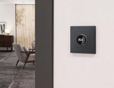 Комплект мех-ма термор-ра с цифровым дисплеем с подсветкой и датчиком для теплого пола Alfa Графит мягкое касание Quant Ambrella Volt MA905810 (AP9058, VM1385)