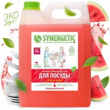 Средство для мытья посуды Synergetic, антибактериальный гель, биоразлагаемый, арбуз, 5 л