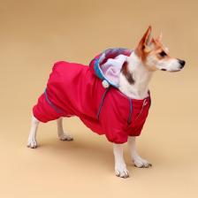 Комбинезон для собак, демисезонный с сумкой, размер S (ДС 25, Ог 33, ОШ 23 см), розовый