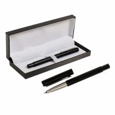 Ручка подарочная шариковая Calligrata, в кожзам футляре ПБ N, корпус чёрный с серебром