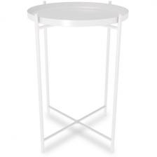Столик журнальный белый муар Sheffilton SHT-CT8 2632811103 (круглая столешница, X-образная опора)