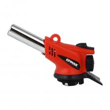 Горелка газ. с пьезо, ЕРМАК свободн. вращ., цанг. захват, шир. сопло, пласт.,латунь; 14х9х5см 116-026