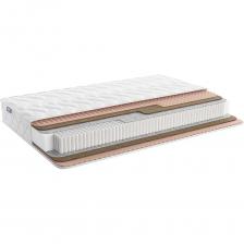 Матрас Relmas Cocos S1000 с жесткостью сторон выше среднего уровня. Модель полностью симметрична и дополнена функцией массажа благодаря специальному чехлу. Высота изделия достигает 18 см, а рекомендованная нагрузка составляет 110 кг на спальное место.x000D x000D Наполнители:x000D В качестве наполнителя в матрасе реализован слой кокосовой койры. Толщина плиты составляет 1 см. Такого объёма достаточно, чтобы хорошо прочувствовать жёсткость слоя.x000D Койра относится к разновидности натуральных материалов. В её основе лежат кокосовые волокна, которые скрепляются при помощи заливки натуральным латексным раствором. На выходе получается полотно с высокой твёрдостью и при этом пластичными возможностями.x000D Прорезиненность за счёт латекса позволяет слою хорошо гнуться и не ломаться. Таким образом полотно подстраивается под силуэтные линии и обеспечивает спине ценную ортопедическую поддержку.x000D x000D Пружинный блок:x000D Середина матраса скрывает усиленный блок пружин S1000. Это автономный механизм, который отличается высокоточной подстройкой. Каждая пружина реагирует на нагрузку индивидуально. В результате в любой своей области изделие даёт правильный отклик и хорошую поддержку.x000D x000D Чехол:x000D На модель надет несъёмный чехол с функцией массажа. Воздействие на тело осуществляется за счёт рельефной пены, которая выступает подкладочным слоем. Трикотаж и конволюторный пенополиуретан соединяются фигурной стёжкой по всем сторонам матраса.