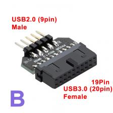 Материнская плата USB2.0 9-контактный разъем USB3.0 19-контактный преобразователь разъема передней панели USB 3.0 19/20-контактный адаптер USB 2.0 9-контактный «папа/гнездо»