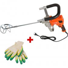 Набор СПЕЦ: миксер МЭД-1800, 1200 Вт, 0-850 об/мин, соединение М14, U ручка, венчик в комплекте, цв коробка + перчатки в ПОДАРОК СПЕЦ-4181/И-8076-И