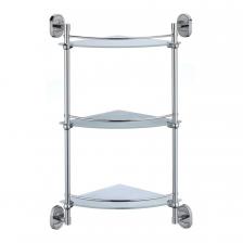 Полка Savol (Савол) угловая, тройная, стеклянная хром S-007073-3