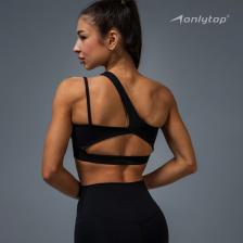 Топ спортивный ONLYTOP Asymmetry, размер M, чёрный