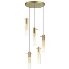 Подвесная каскадная люстра Odeon Light Scrow 5058/25LA PENDANT золотой/янтарный/металл/стекло LED 5*5W 3000K