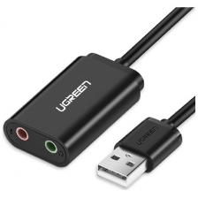 Аудиоадаптер Ugreen USB A - AUX Jack 3.5 мм (f) (30724) черный