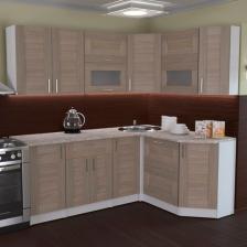 Кухонный гарнитур угловой «Лира мега прайм», 2000x1500 мм, цвет ясень шимо светлый