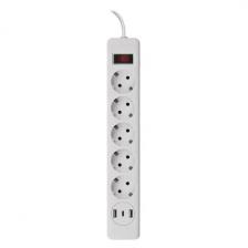 Сетевой фильтр Uniel S-GSR5-3 U2C1 WHITE/GREY