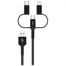 Дата-кабель Pero DC-06 Universal 3 in 1 Lightning/micro USB/Type-C 2А 2м черный