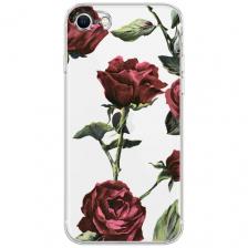 Силиконовый чехол на Apple iPhone 7 / Айфон 7 "Бордовые розы фон", прозрачный