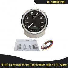 KUS водонепроницаемый тахометр 85 мм 0-7000 об/мин с счетчиком часов и 4-светодиодной сигнализацией с красной подсветкой для кораблей 12 В постоянного тока, универсальный