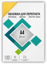 Обложки Гелеос, A4, картон, тиснение "кожа", желтые, 100 шт. (Гелеос CCA4Y)