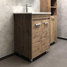 Тумба-умывальник COMFORTY «Марио-60» цвет дуб темный, с раковиной Quadro 60