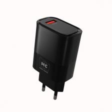 Сетевое зарядное устройство USB/USB Type-C 3.0A QC3.0 15W Black (NC09a)