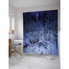 Штора-занавеска для ванной Штора (занавеска) для ванной JoyArty "Зимняя ночь в лесу" из сатена, 180х200 см с крючками, sc_32854