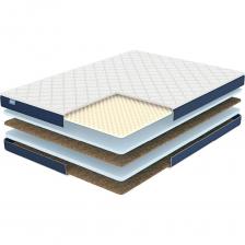 Беспружинный матрас Практик Медиум Массаж Лайт соответствует средним параметрам жёсткости сторон. Одна из поверхностей обладает чуть более выраженной твёрдостью. Модель обладает гипоаллергенным составом и качественными прочными материалами.Наполнители: Стоит отметить, что по степени комфорта поверхности матраса различаются благодаря отличающимся наполнителями. Здесь есть сторона с массажным эффектом, а также поверхность с привычными классическими параметрами. Первую поверхность представляет пена Массаж, которая ложится сразу у поверхности. Многочисленные выпуклости, которыми оформлена плита, создают деликатное воздействие на тело. Массаж способствует быстрому и глубокому расслаблению человека. Противоположную сторону реализует такой наполнитель как койра кокоса. Это очень прочный жёсткий слой, построенный на базе натурального кокосового волокна. Койра обеспечивает матрасу ортопедические качества, а также стабилизирует форму и усиливает спальную принадлежность. Середина матраса представляет собой чередование пены Баланс Фоам и той же койры. Материалы великолепно дополняют качества друг друга. Пена сглаживает излишнюю твёрдость койры и отвечает за амортизирующие качества модели.Чехол: Матрас изготавливается в хлопковой жаккардовой обивке. Для смягчения поверхностей ткань простёгивается на плотном слое ППУ. Бурлет оформлен синей рогожкой высокой прочности.