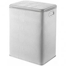 Корзина для белья Geralis KWH-S CROCO белая, кант хром, большая