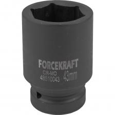 Головка ударная глубокая 6-гранная 43 мм 1" от бренда Forcekraft — это высококачественный инструмент, предназначенный для использования с ударными гайковертами. Она обеспечивает легкость и скорость при затягивании и откручивании крепежных элементов, что делает ее идеальным выбором для профессионалов.Преимущества:Глубокая конструкция: Позволяет работать с крепежом, который находится на большом расстоянии от поверхности, обеспечивая доступ к труднодоступным местам.Материал: Изготовлена из прочной хром-молибденовой стали, что гарантирует долговечность и надежность инструмента даже при интенсивном использовании.Шестигранный профиль: Обеспечивает надежное соединение с ударным гайковертом и минимизирует риск соскальзывания, что повышает эффективность работы.Устойчивость и надежность:Головка способна выдерживать высокие нагрузки и не деформируется при использовании, что делает ее идеальным выбором для профессиональных задач, требующих высокой надежности и точности.Применение:Головка находит применение в автомобильном ремонте, механических работах, строительстве и других областях, где требуется сильное и надежное крепление.Размеры:Длина: 90 ммГлубина граней: 45 ммЗаключение:Головка ударная глубокая 6-гранная 43 мм 1" — это надежный и универсальный инструмент, который станет отличным дополнением к арсеналу любого механика или специалиста. Она сочетает в себе прочность, долговечность и высокую производительность, что делает ее идеальным выбором для выполнения различных задач.