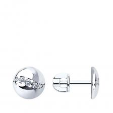 Серебряные серьги с фианитами и родированием