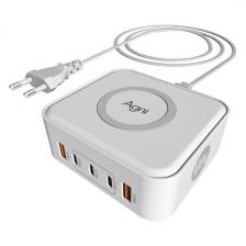 Беспроводное зарядное устройство AGNI 2хUSB-A/3хUSB-C, 100W, черный (TP-CA02-E-GaN)
