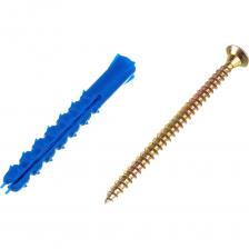 Набор для крепления ВИРТУОЗ дюбель 6x50 К, шуруп 4x60 потайная головка, желтый цинк, 100 шт. 550-00552