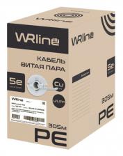 Кабель медный WRline Кабель витая пара, неэкранированный U/UTP, категория 5e, 4 пары (24 AWG), одножильный, внешний, PE, черный, 305 м [WR-UTP-4P-C5E-PE-BK]