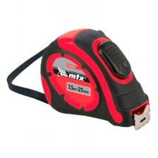 Рулетка MTX 325579, автоматическая фиксация, двухкомпонентный корпус, сертификация СЕ, 7,5 м х 25 мм